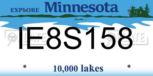 IE8S158 Minnesota License Plate