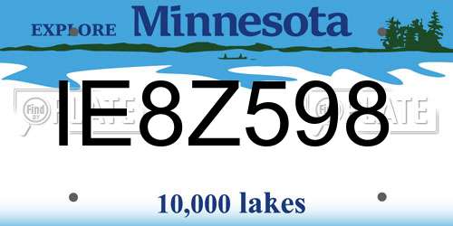 IE8Z598 Minnesota License Plate
