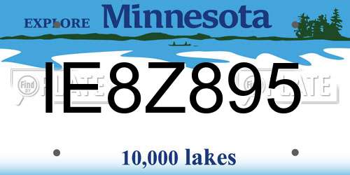IE8Z895 Minnesota License Plate