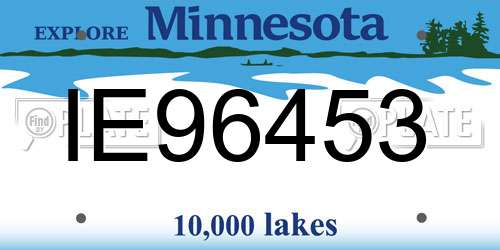 IE96453 Minnesota License Plate