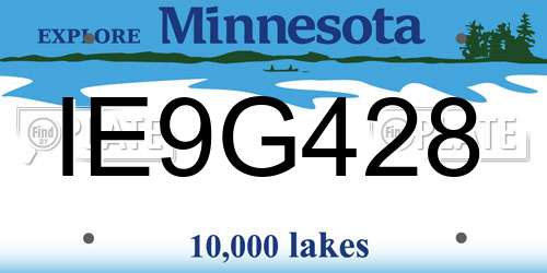 IE9G428 Minnesota License Plate