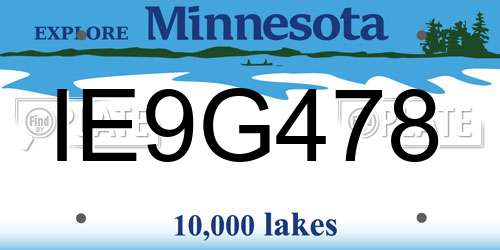 IE9G478 Minnesota License Plate