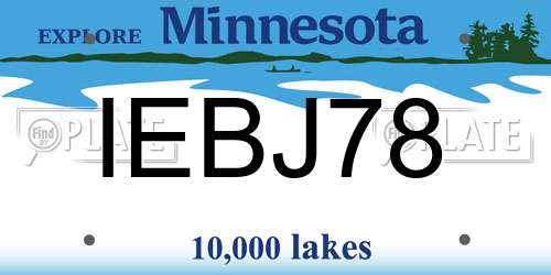 IEBJ78 Minnesota License Plate