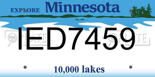 IED7459 Minnesota License Plate