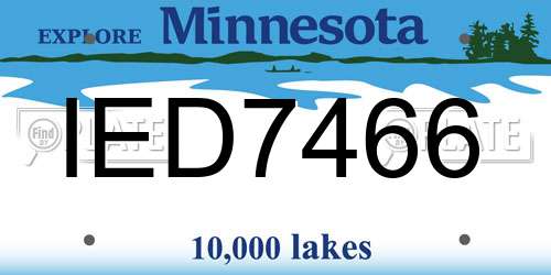 IED7466 Minnesota License Plate