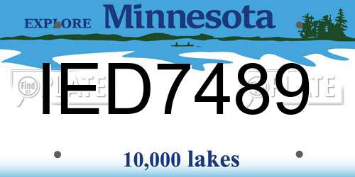 IED7489 Minnesota License Plate