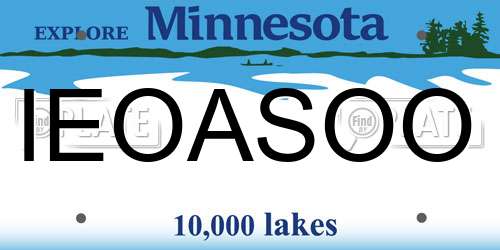 IEOASOO Minnesota License Plate