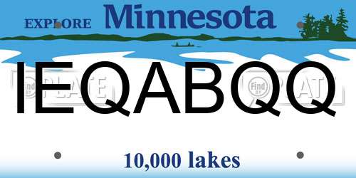 IEQABQQ Minnesota License Plate
