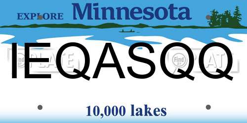 IEQASQQ Minnesota License Plate