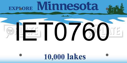 IET0760 Minnesota License Plate