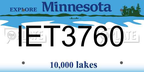 IET3760 Minnesota License Plate