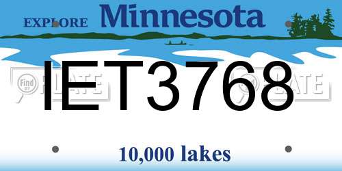 IET3768 Minnesota License Plate