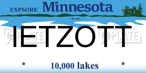 IETZOTT Minnesota License Plate