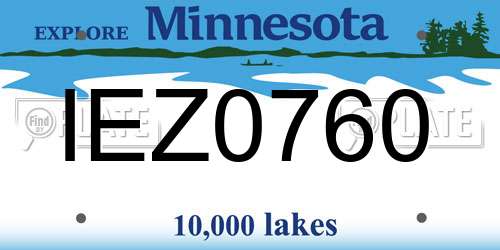 IEZ0760 Minnesota License Plate