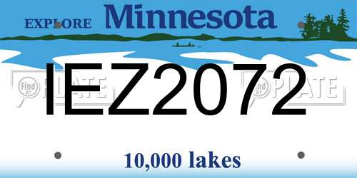 IEZ2072 Minnesota License Plate