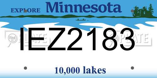 IEZ2183 Minnesota License Plate