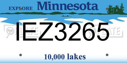 IEZ3265 Minnesota License Plate