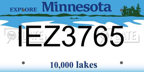 IEZ3765 Minnesota License Plate