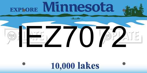 IEZ7072 Minnesota License Plate