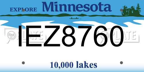IEZ8760 Minnesota License Plate