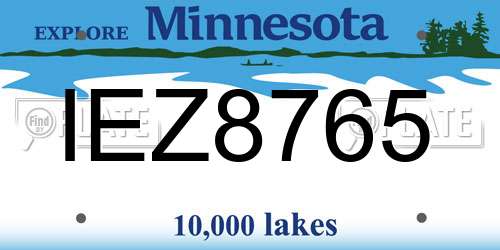 IEZ8765 Minnesota License Plate