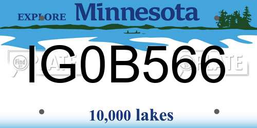 IG0B566 Minnesota License Plate