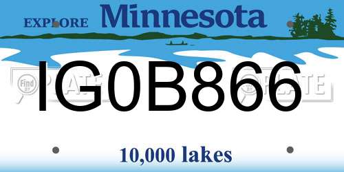 IG0B866 Minnesota License Plate