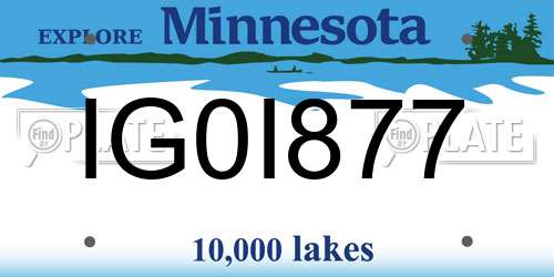 IG0I877 Minnesota License Plate