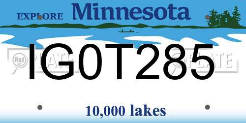 IG0T285 Minnesota License Plate