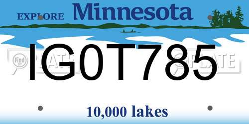 IG0T785 Minnesota License Plate