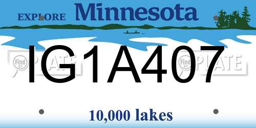 IG1A407 Minnesota License Plate
