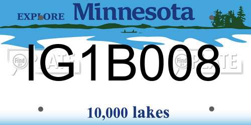 IG1B008 Minnesota License Plate
