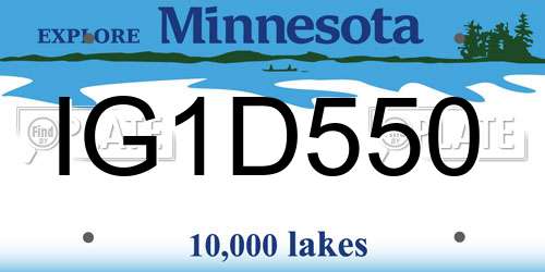 IG1D550 Minnesota License Plate