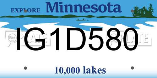 IG1D580 Minnesota License Plate