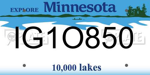 IG1O850 Minnesota License Plate