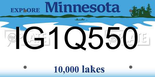 IG1Q550 Minnesota License Plate