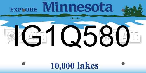IG1Q580 Minnesota License Plate
