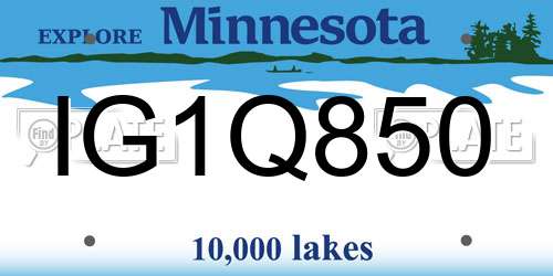 IG1Q850 Minnesota License Plate