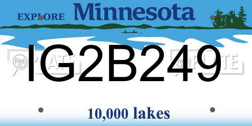 IG2B249 Minnesota License Plate