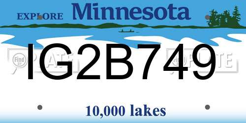 IG2B749 Minnesota License Plate