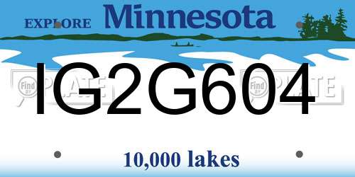 IG2G604 Minnesota License Plate