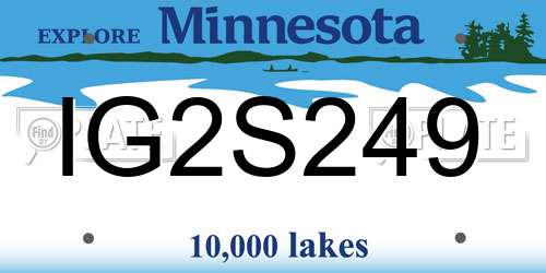 IG2S249 Minnesota License Plate