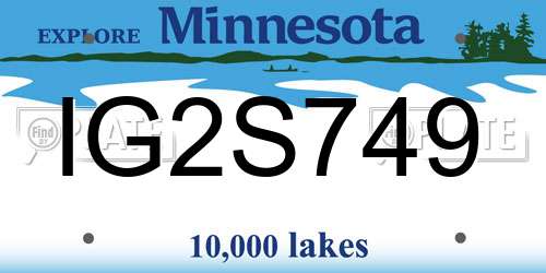 IG2S749 Minnesota License Plate