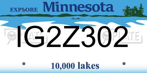 IG2Z302 Minnesota License Plate