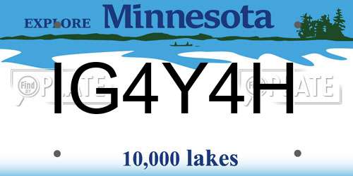 IG4Y4H Minnesota License Plate