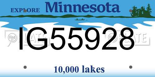 IG55928 Minnesota License Plate