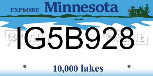 IG5B928 Minnesota License Plate
