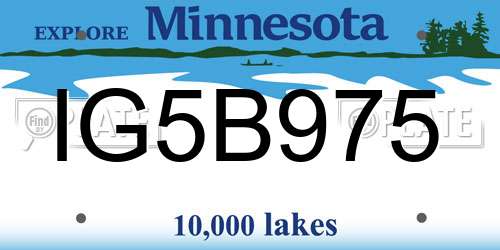 IG5B975 Minnesota License Plate
