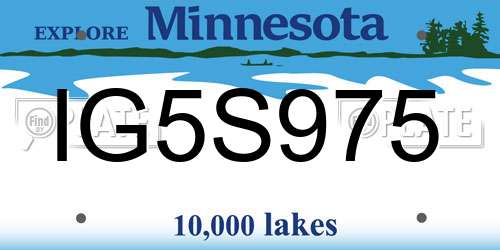 IG5S975 Minnesota License Plate