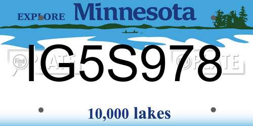 IG5S978 Minnesota License Plate